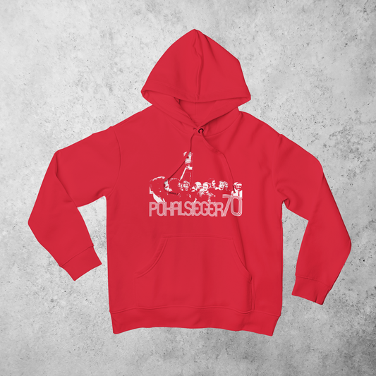 Roter Hoodie mit großem Frontprint „Pokalsieger 1970“