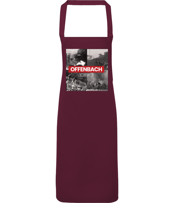 Bordeauxrote Fan-Schürze mit auffälligem Stadion-Print – für echte OFC Supporter
